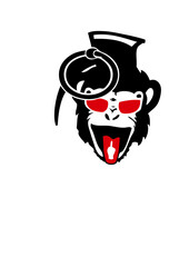 singe grenade lunette tire la langue