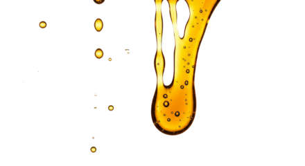 Oil Dripping isolated, Golden oil drop isolated on white. Olive or fuel gold oil droplet concept. Liquid yellow sign PNG