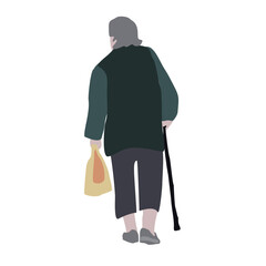 A man walks down the street in summer clothes. 2D image to use as entourage. Flat city vector infographic.