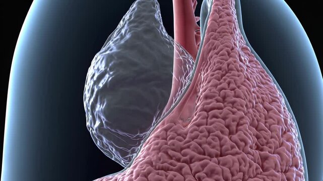 Thymus gland shrinking, depicting gradual age related reduction in size and immune function, transforming from robust lymphoid tissue to diminishing structural configuration