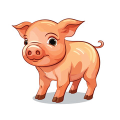 Naklejka premium Pig Cartoon Icon Vector Illustration - Cute Animal Character for Children's Books and Learning Materials