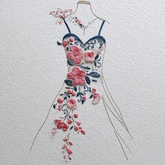 Details of the bride dress fabric and beautiful embroidery wedding concept used as a background for illustrations and text.