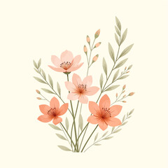 Hand Drawn Logo Design with Muted Colors – Elegant and Organic Style

