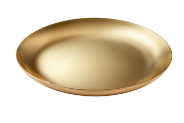 Golden round serving dish isolated on a transparent background