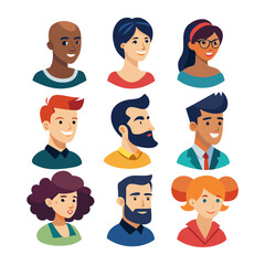 Man and women face avatar set bundle vector design with editable