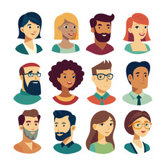 Man and women face avatar set bundle vector design with editable