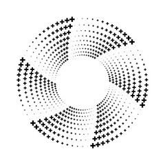 Abstract circular design composed of  black plus symbols