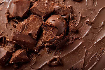 Crème glacée au chocolat avec boule et copeaux fondants sur texture onctueuse pour dessert gourmand, visuel rafraîchissant et sucré