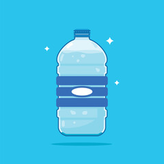 Fototapeta premium 5 liter plastic water gallon with a curve, healthy blue drinking water packed in a bottle, can be recycled and easy to store liquids.