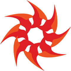 Abstract Red Spiky Blade Star Design