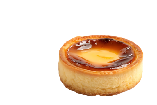 Delicious single portuguese custard tart on a black background culinary delight