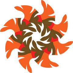 Abstract Orange Brown Swirl Radial Design