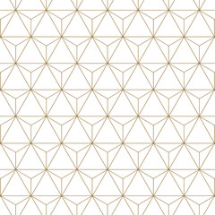Fototapeta premium Geometric pattern featuring repeating triangles and lines in gold on a white background design