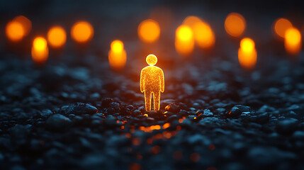 Leader Standing Out in Crowd – Highlighted with Light Effects

