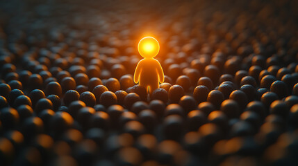 Leader Standing Out in Crowd – Highlighted with Light Effects

