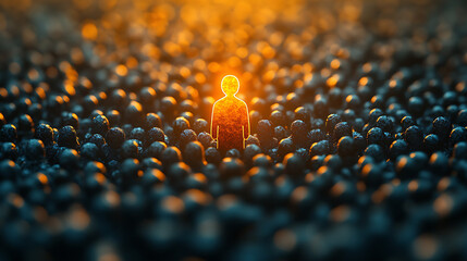 Leader Standing Out in Crowd – Highlighted with Light Effects

