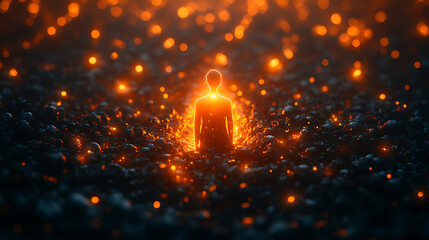 Leader Standing Out in Crowd – Highlighted with Light Effects


