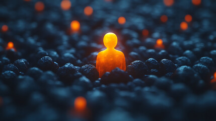 Leader Standing Out in Crowd – Highlighted with Light Effects