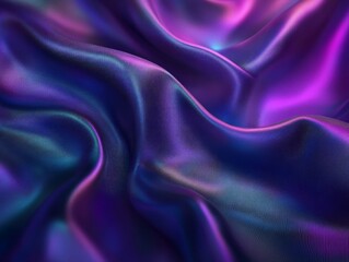Obraz premium Abstract Iridescent Fabric Drape 3D Render, Purple, Blue, Teal, Wave, Texture, Shiny