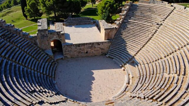 Segesta archaeological park showing greek theater in sicily