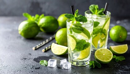 Mojito (Non-Alcoholic version) A refreshing Cuban drink made with lime juice, mint, sugar, and soda water. 