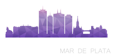 Mar de Plata, Argentina Low Poly Skyline Clip Art City Design. Geometric Polygon Graphic Horizon Icon. Vector Illustration Symbol.