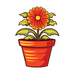 Fototapeta premium Botanical floral design element in a pot symbolizing growth and nature on white background