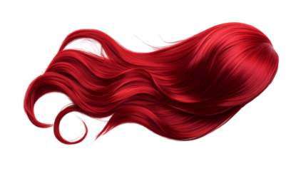Crimson Waves A Study in Vibrant Red Hair isolated on transparent background
