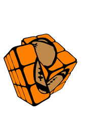 cube ballon rugby ou foot americain rubi forme