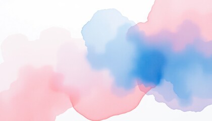 Delicate Pastel Watercolor Wash Background with Pink and Blue Hues Abstract