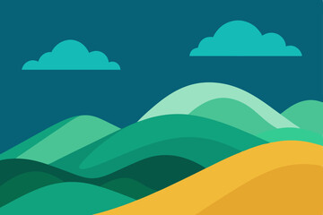 Obraz premium Serene Landscape Rolling Hills Under a Tranquil Sky