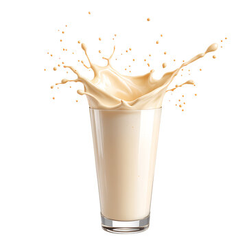 Creamy drink splash in a tall glass on a white background perfect for beverages and food concepts PNG file isolated on transparent background cut out, clipping path, social media.
