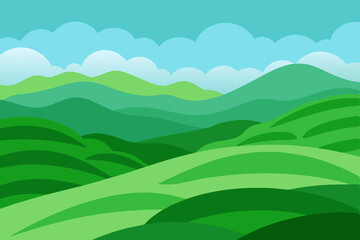 Obraz premium Serene Green Mountain Landscape A Panoramic View of Rolling Hills and Sky