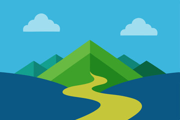Obraz premium Journey Through Serene Mountains A Winding Path to Tranquility