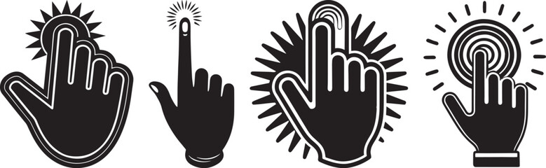 Abstract Black and White Hand Gestures with Sun and Wave Motifs