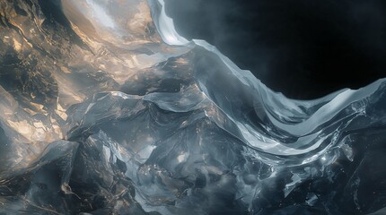 Crystalline Tides A Hyperreal Journey Through Glacial Waves and Frozen Motion