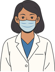 Female Doctor Wearing Face Mask illustration