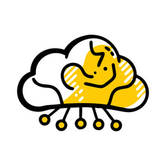 Hand Draw ai cloud on transparent background for web and graphic design