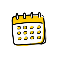 Hand Draw basic calendar on transparent background for web and graphic design