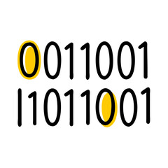 Hand Draw binary code 0101 icon on transparent background for web and graphic design