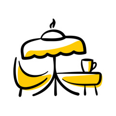 Hand Draw cafe or bistro icon on transparent background for web and graphic design