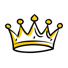 Hand Draw cartoon crown on transparent background for web and graphic design