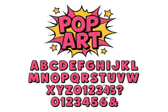 A set of alphabet letters and numbers styled after comic books is available, including a full retro comic letter set