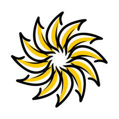 Hand Draw circular burst floral icon on transparent background for web and graphic design