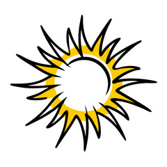 Hand Draw circular explosion with sharp rays icon on transparent background for web and graphic design