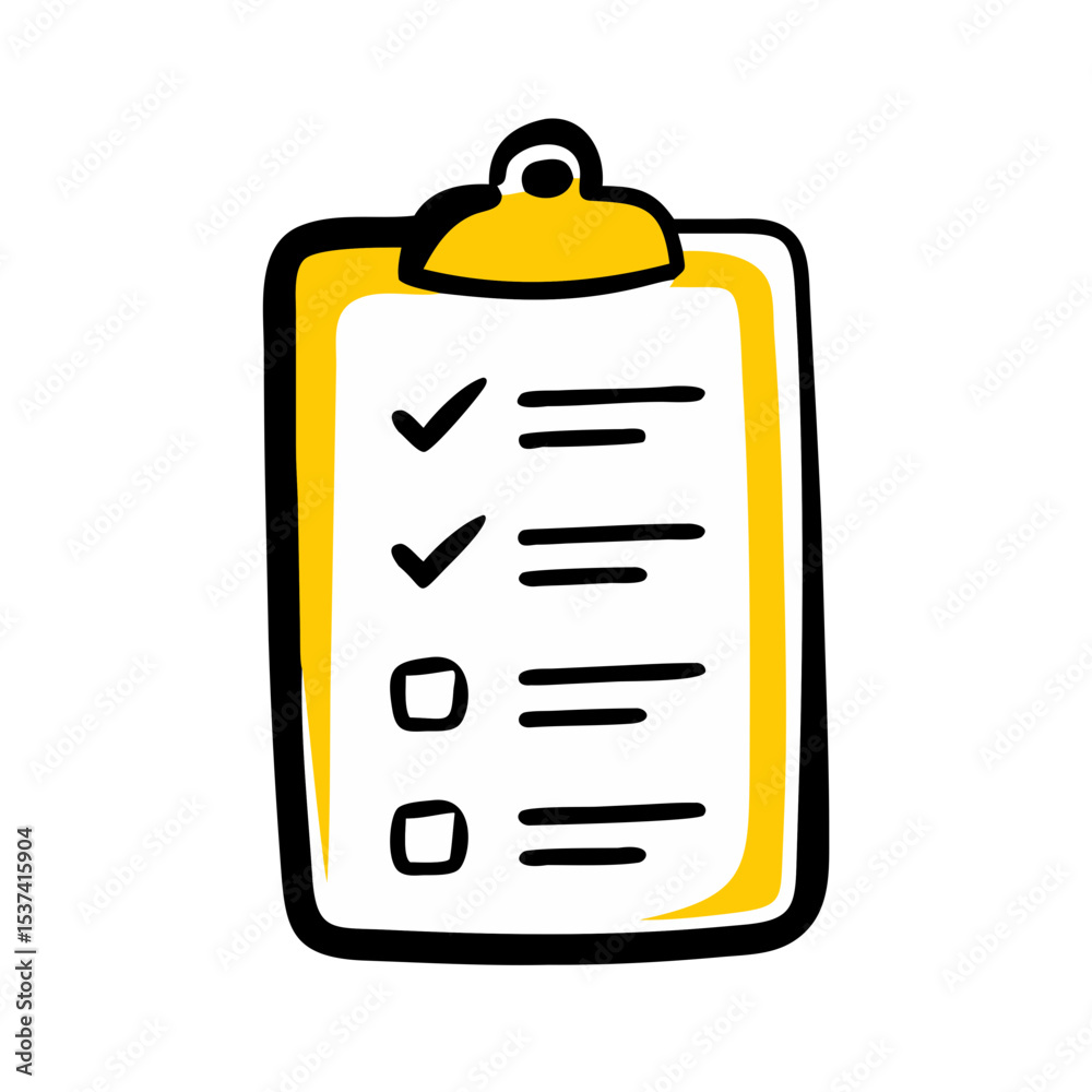 Wall mural hand draw clipboard checklist icon on transparent background for web and graphic design