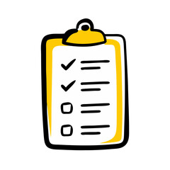Hand Draw clipboard checklist icon on transparent background for web and graphic design