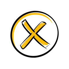 Hand Draw cross in circle on transparent background for web and graphic design