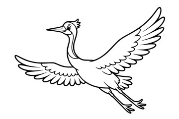 Obraz premium Crane in Flight A Monochrome Line Art Illustration Generative AI