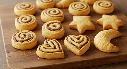 Pastry shapes on a baking board